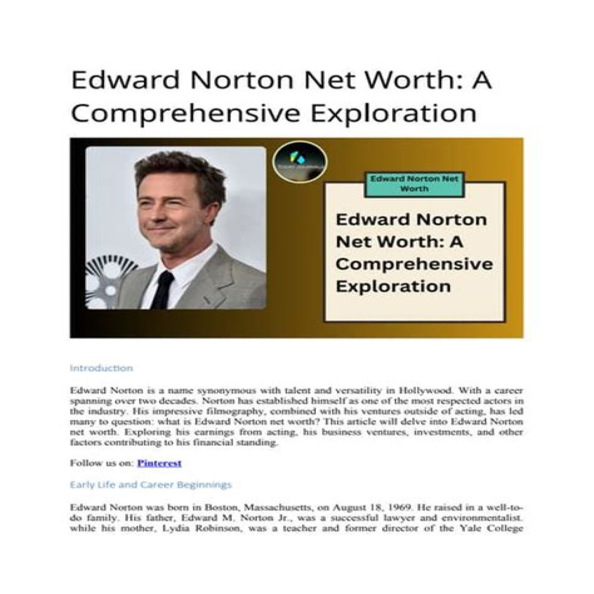 A Comprehensive Net Worth Exploration