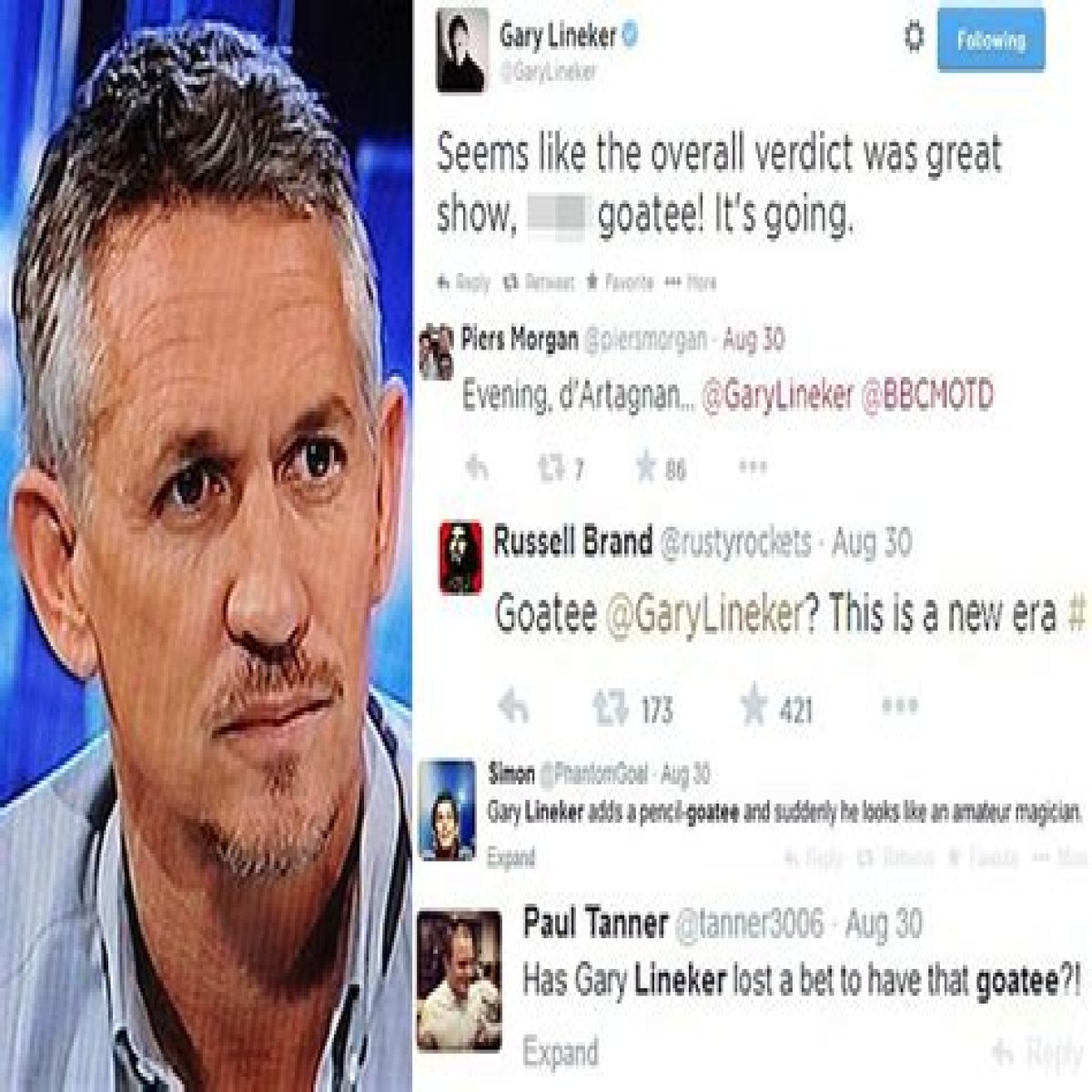 Match of the Day's Gary Lineker will shave his moustache after his new goatee was ridiculed on Twitter