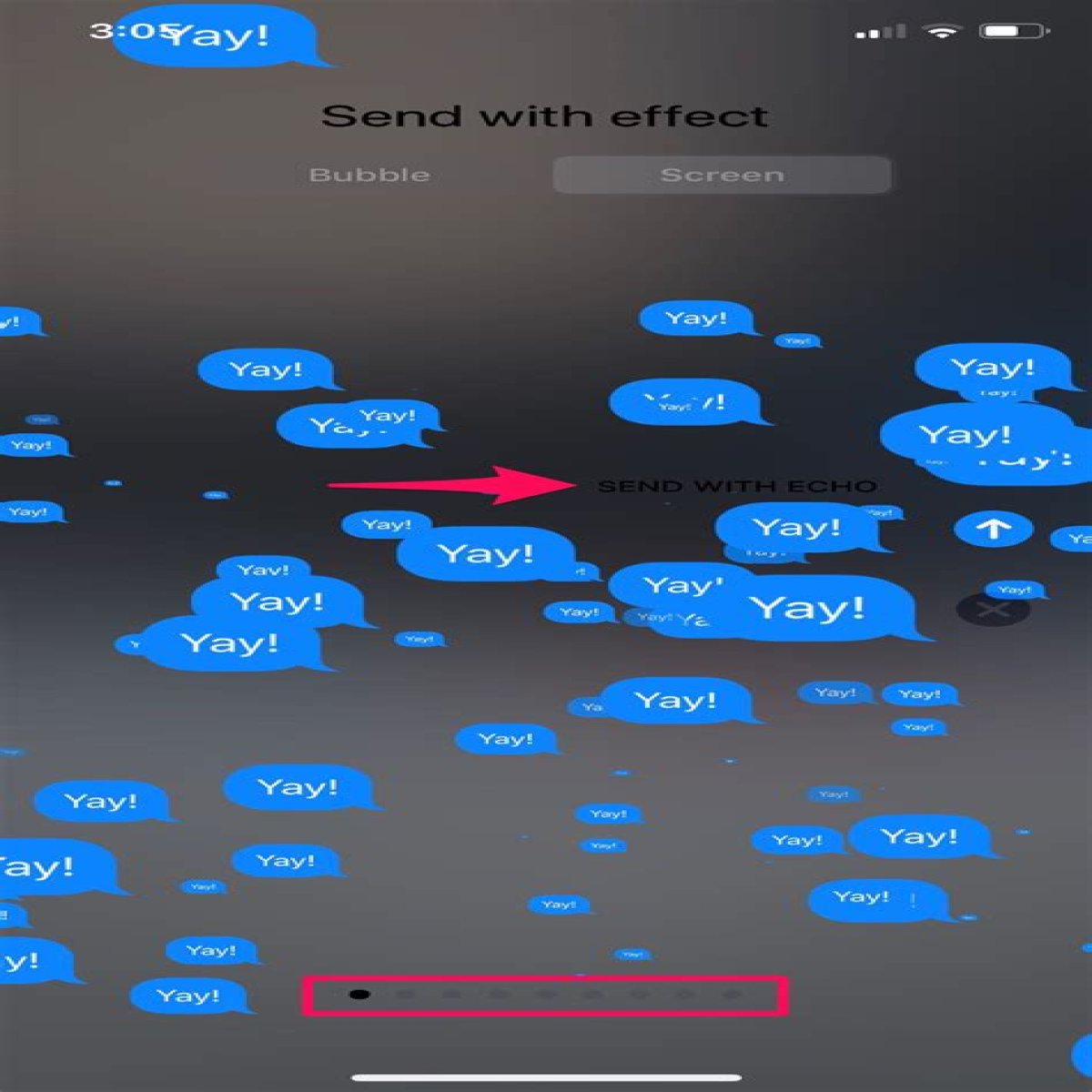 Tap the up arrow in iMessage say