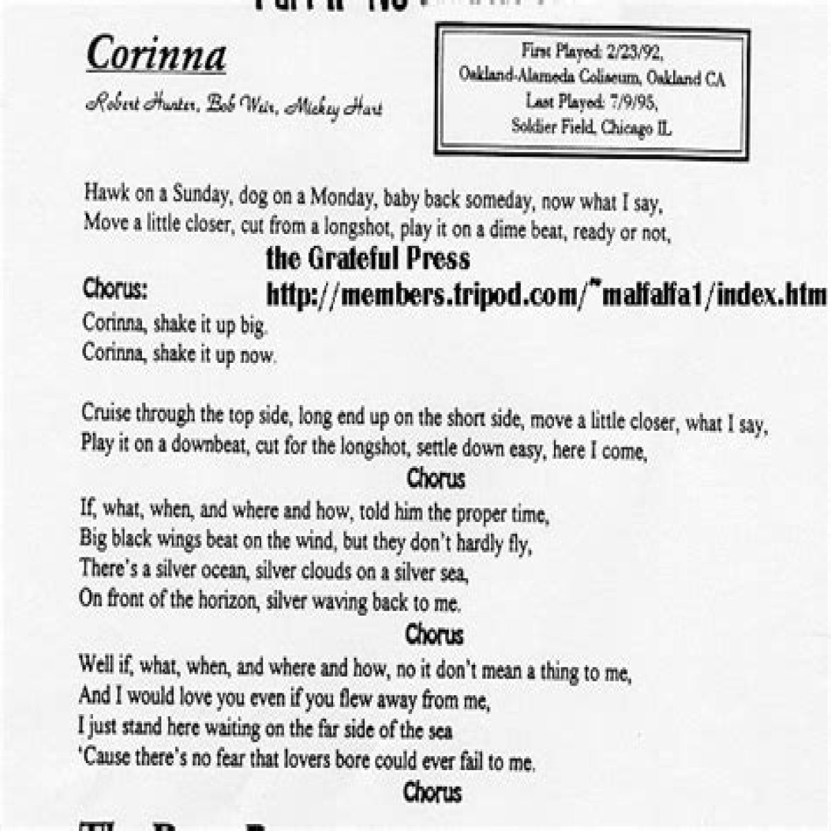 The Meaning Behind The Song: Corrina by The Grateful Dead