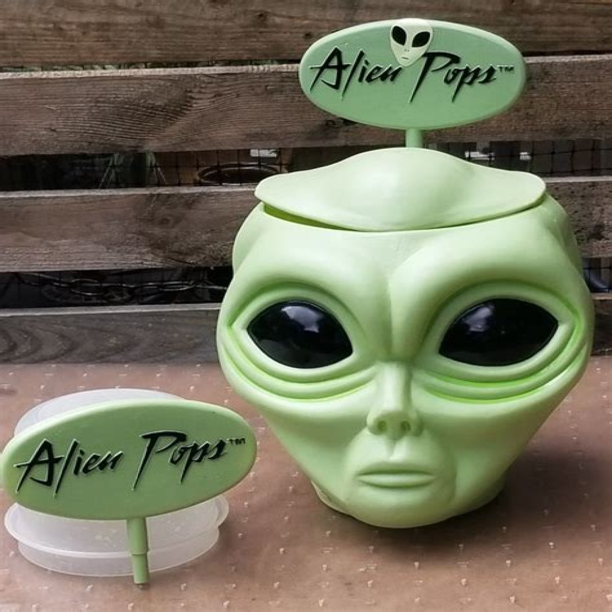Vintage Alien Pops Blow Mold Lollipop Display Large Alian Head Halloween for Sale